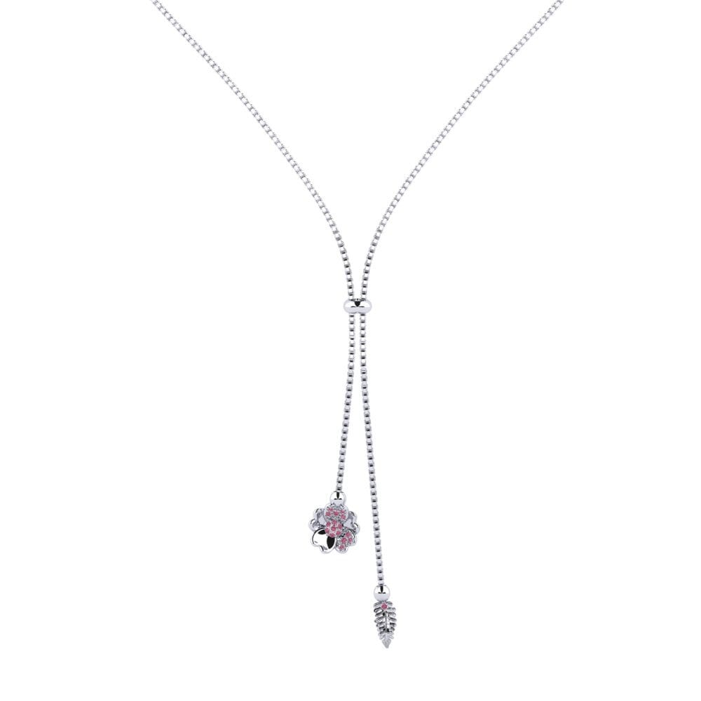 18ct White Gold Rhodolite Garnet Women's Necklace Considerably