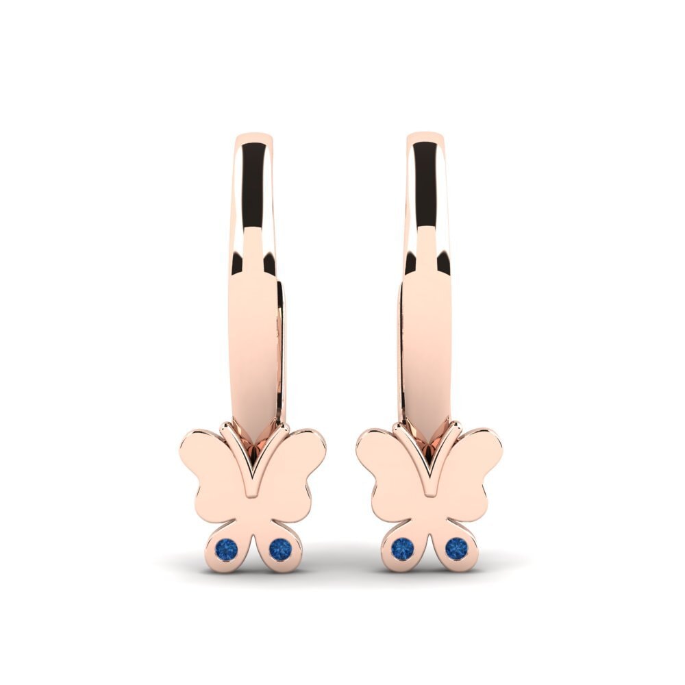 14ct Rose Gold Dark Blue Zirconia Kid's Earring Consistent