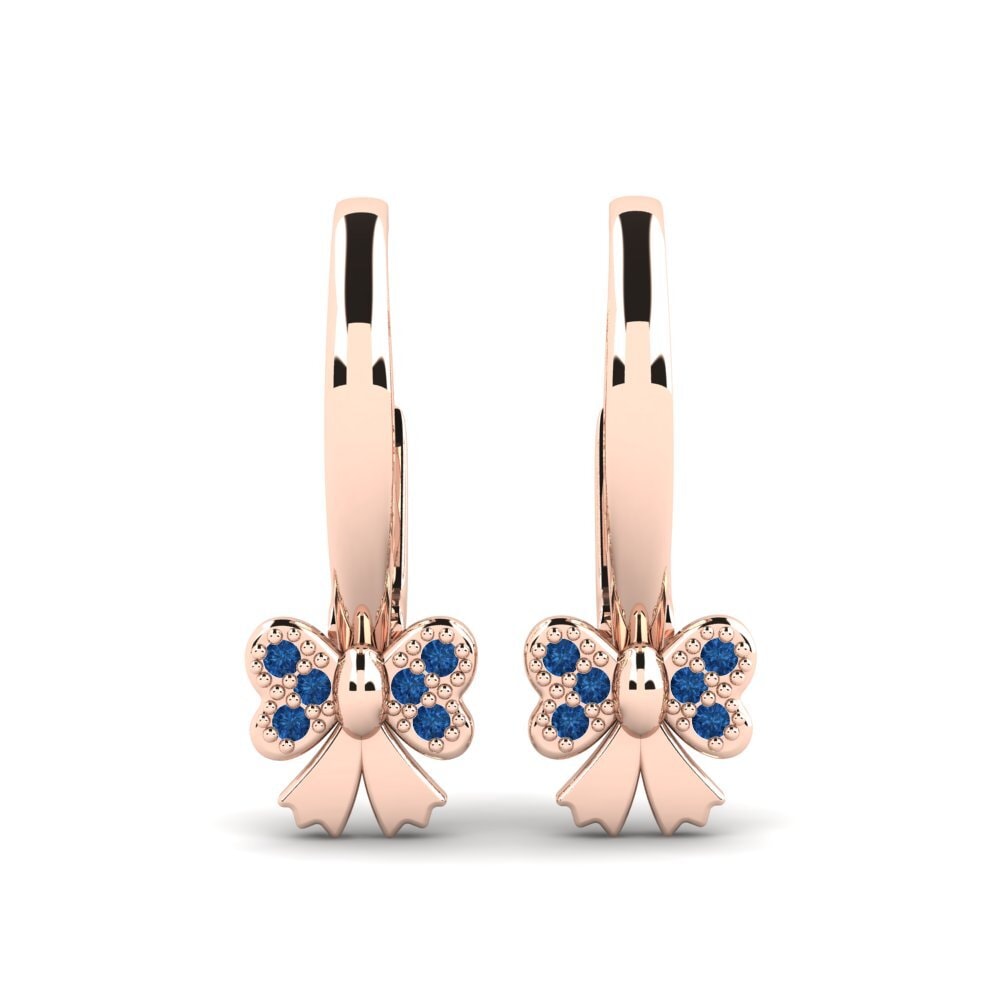 14ct Rose Gold Dark Blue Zirconia Kid's Earring Consistently