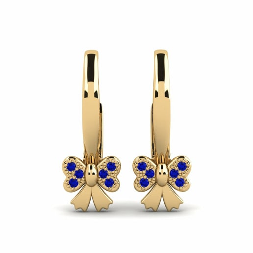 Kids Earring Consistently 585 Yellow Gold & Sapphire