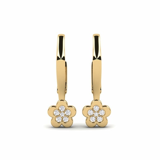 Kids Earring Constituency 585 Yellow Gold & White Sapphire
