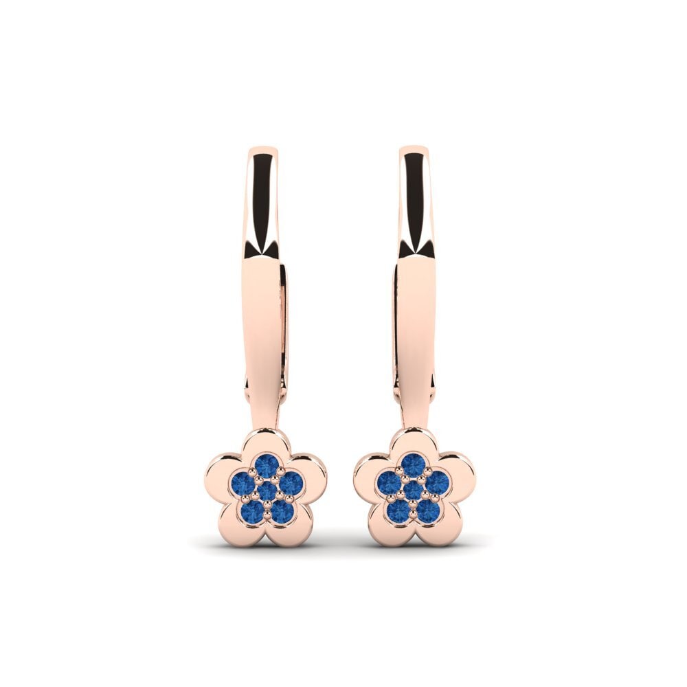 14ct Rose Gold Dark Blue Zirconia Kid's Earring Constituency