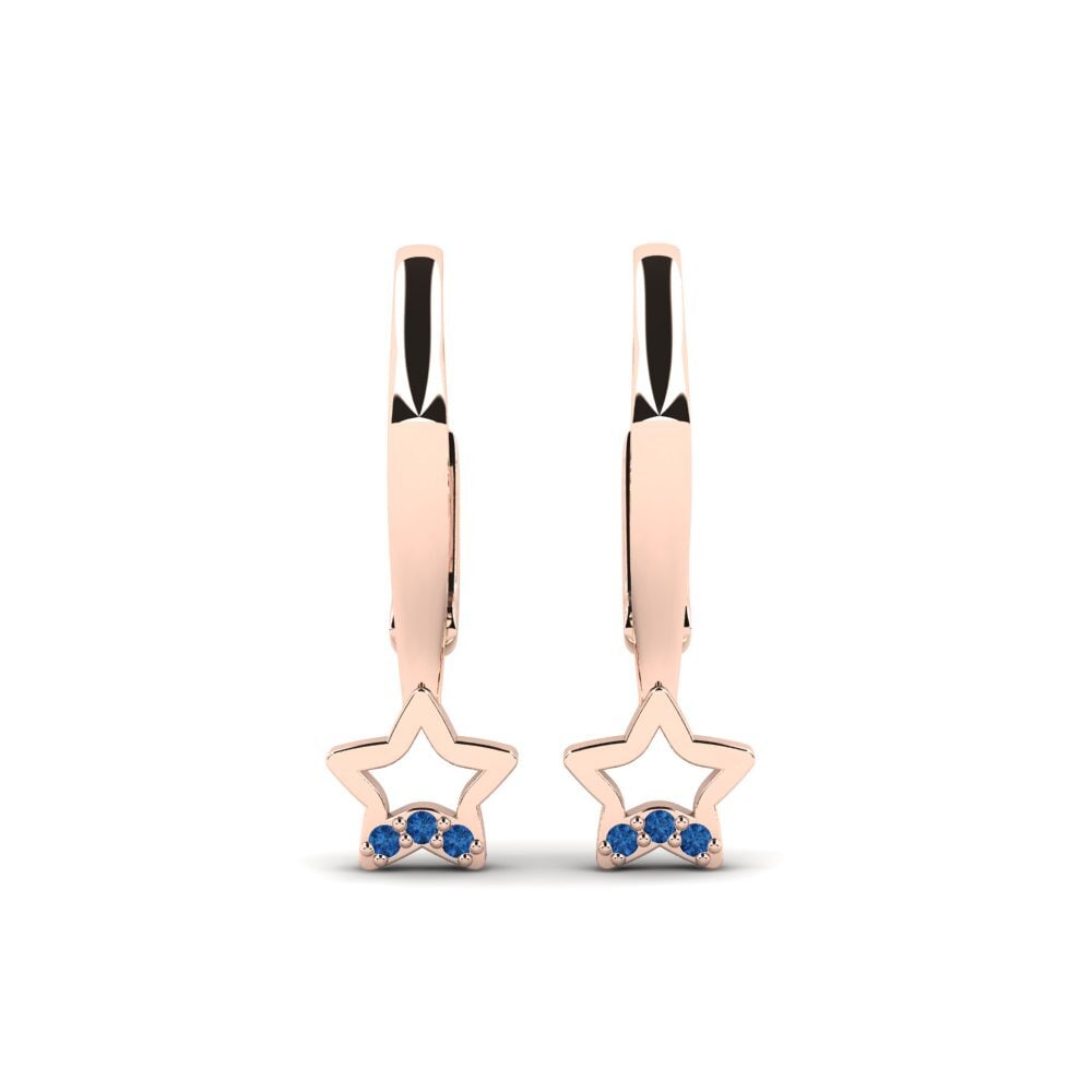 14ct Rose Gold Dark Blue Zirconia Kid's Earring Constitute