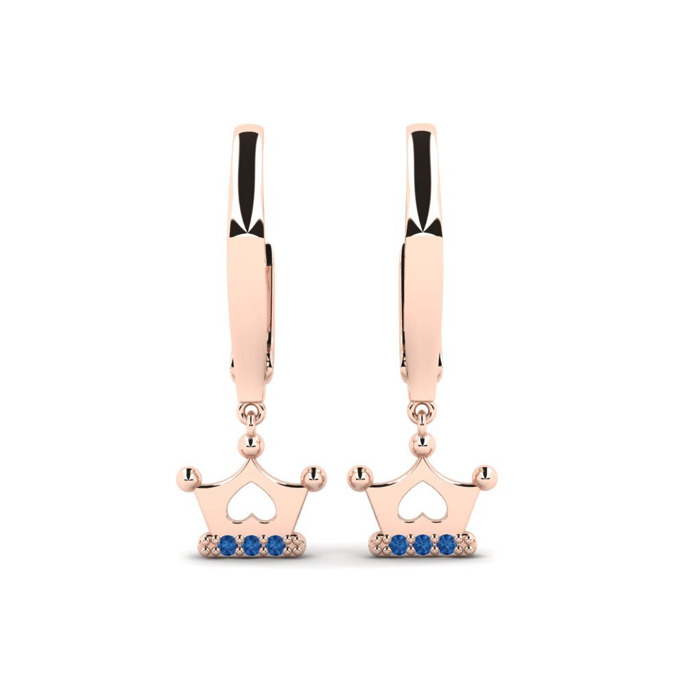 14ct Rose Gold Dark Blue Zirconia Kid's Earring Constitution