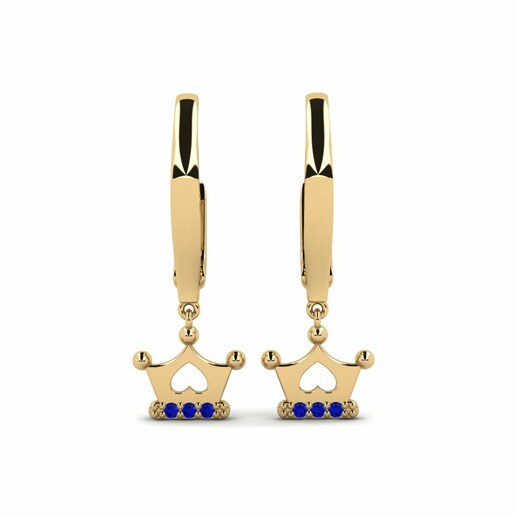 Kids Earring Constitution 585 Yellow Gold & Sapphire