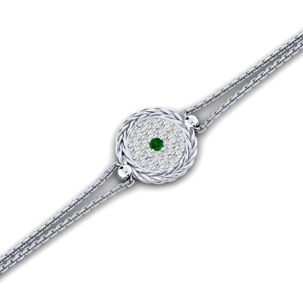 Palladium 950 Zircone Vert Bracelet pour femme Contented