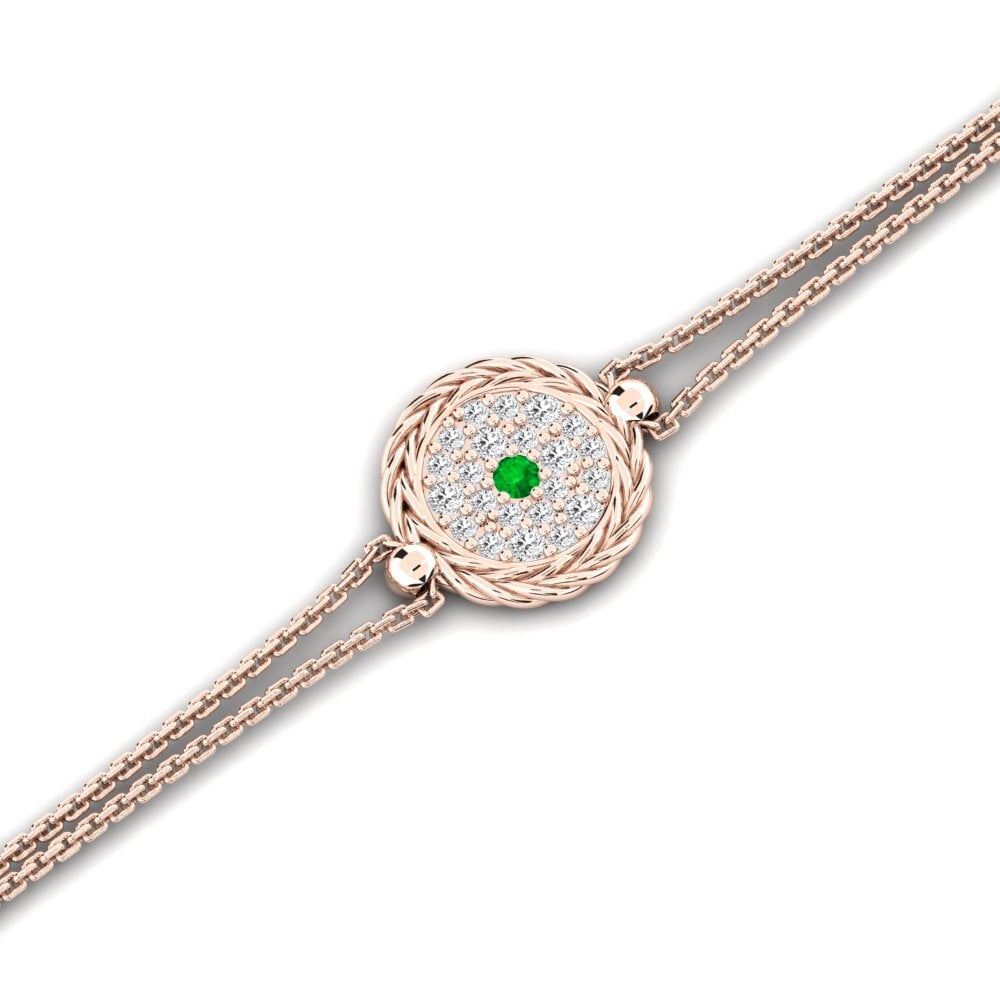 Or rose 14k Émeraude Bracelet pour femme Contented