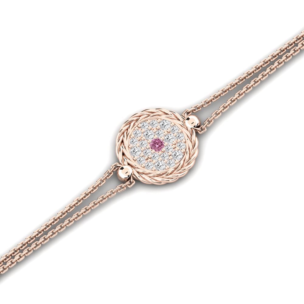 Or rose 14k Grenat de Rhodolite Bracelet pour femme Contented