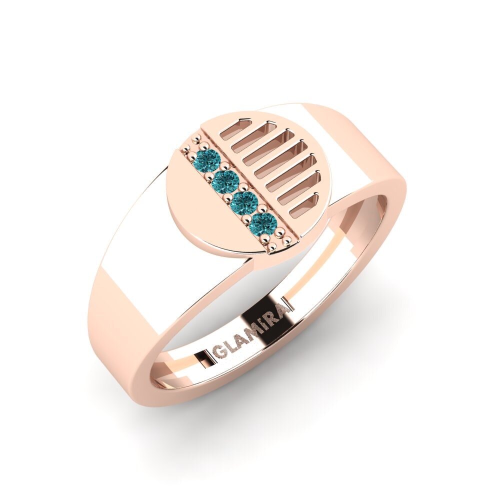 14k Oro Rosa Diamante Azul Anillo meñique Contiguity