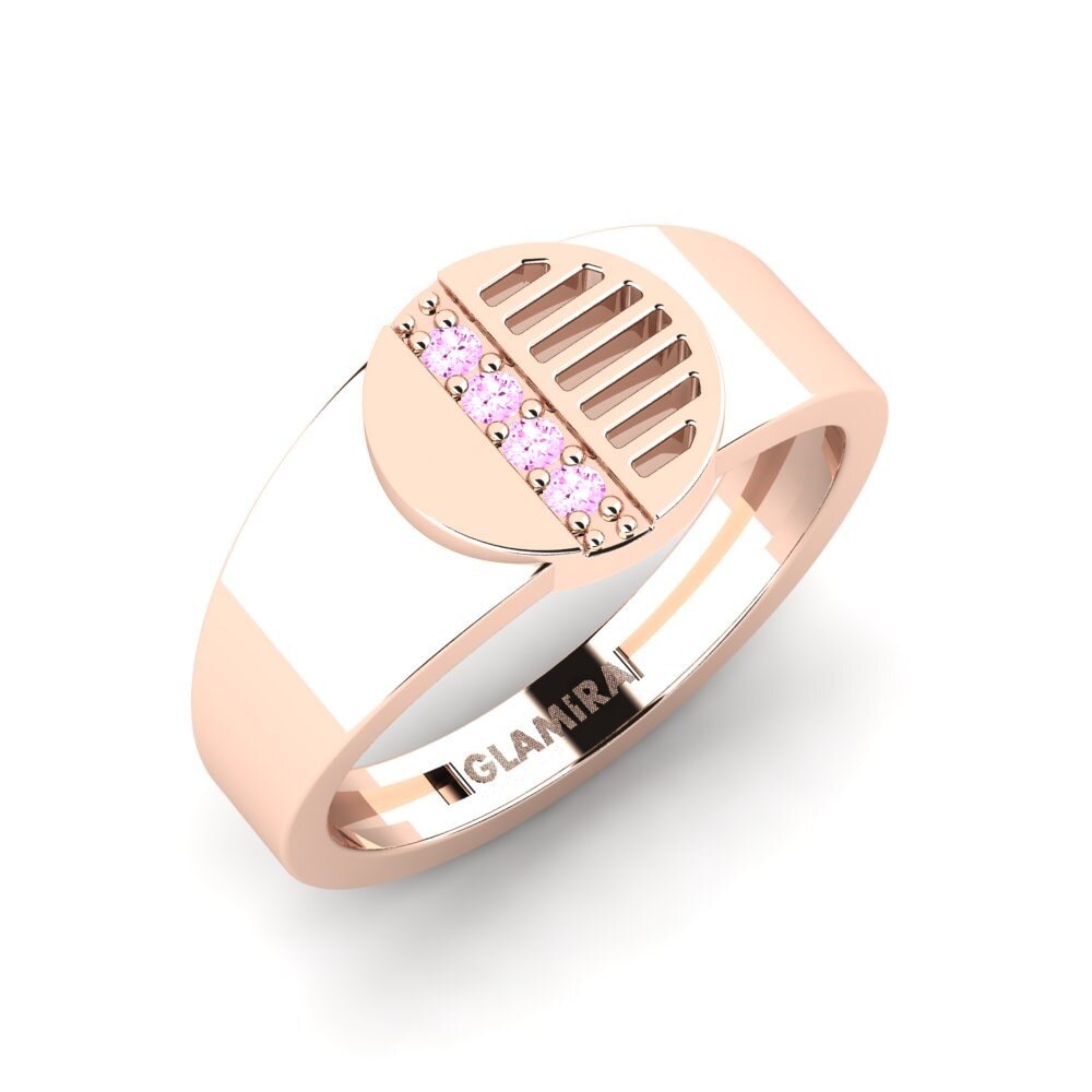 14k Oro Rosa Zafiro Rosado Anillo meñique Contiguity