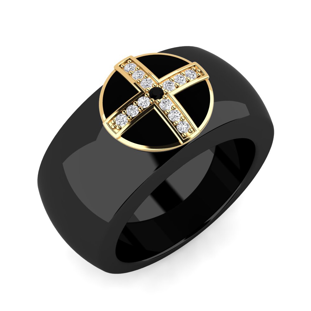 14k Yellow Gold Black Diamond Ring Convive