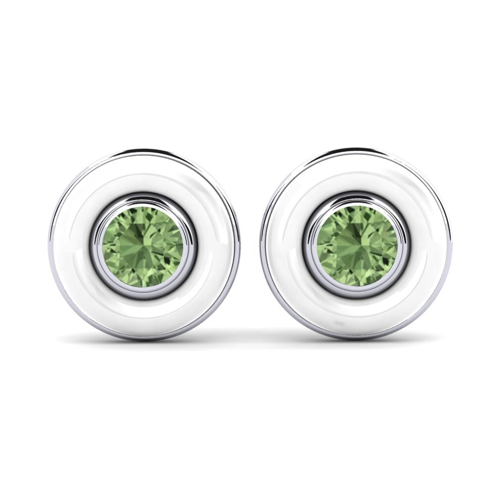 White Silver Green Sapphire Women's Earring Coomes