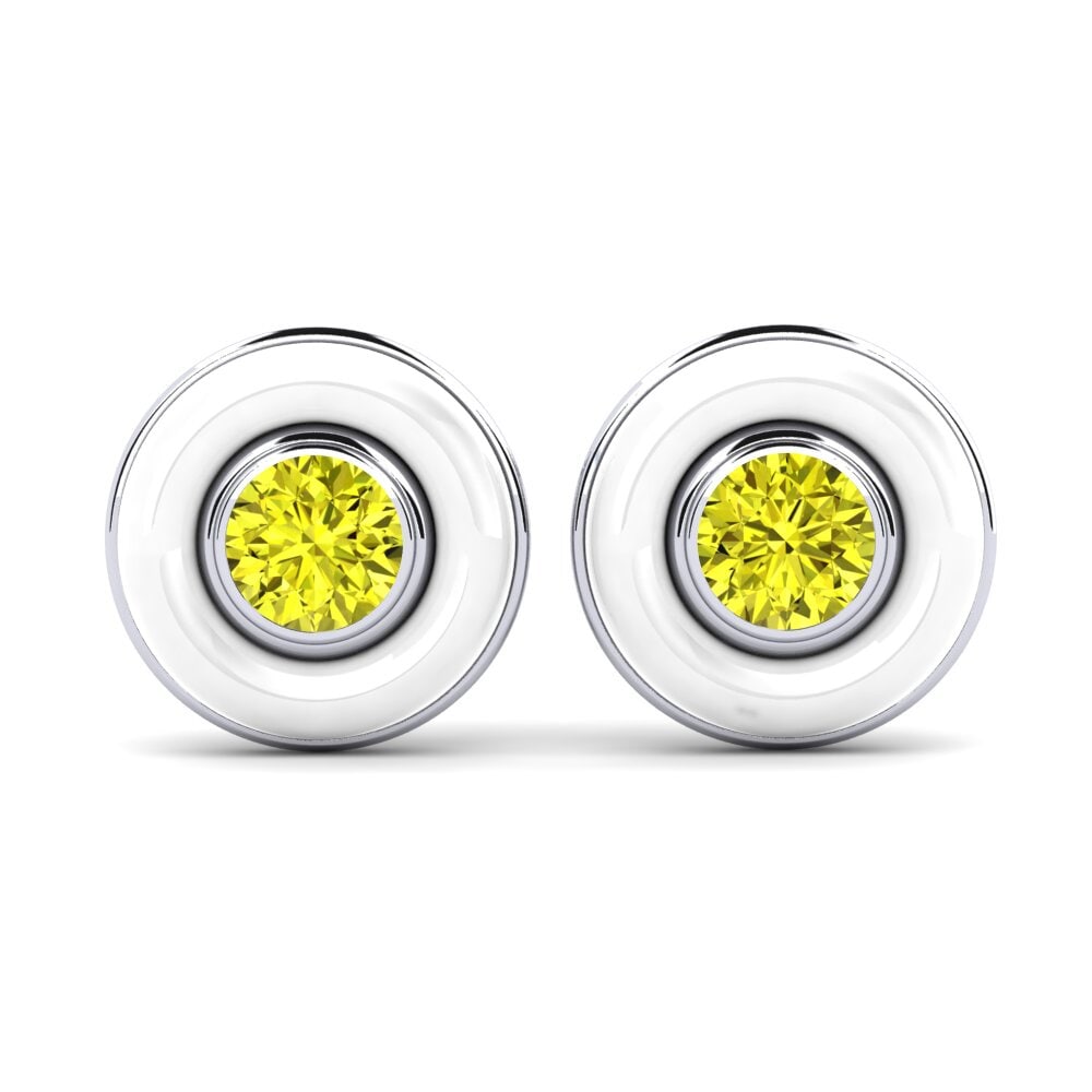14ct White Gold Yellow Diamond Women's Earring Coomes