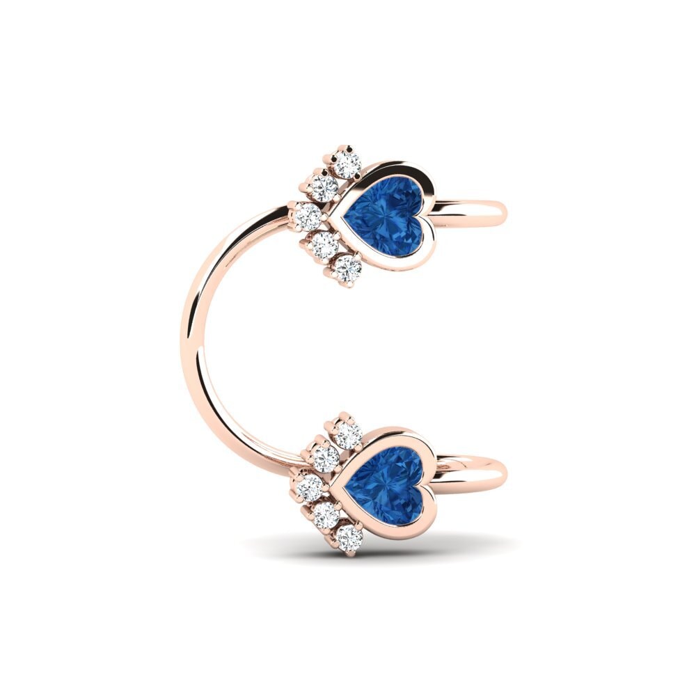 9k Oro Rosa Circonita Azul Oscuro Pendiente de mujer Coppock