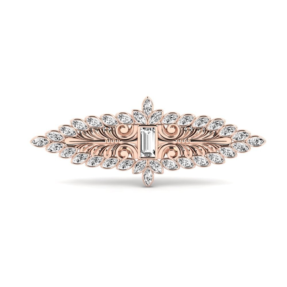 14ct Rose Gold Moissanite Brooch Coquinerie