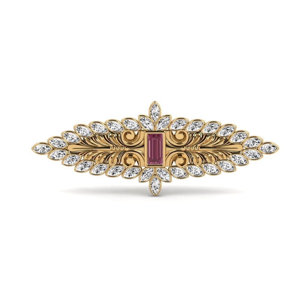 14ct Yellow Gold Rhodolite Garnet Brooch Coquinerie