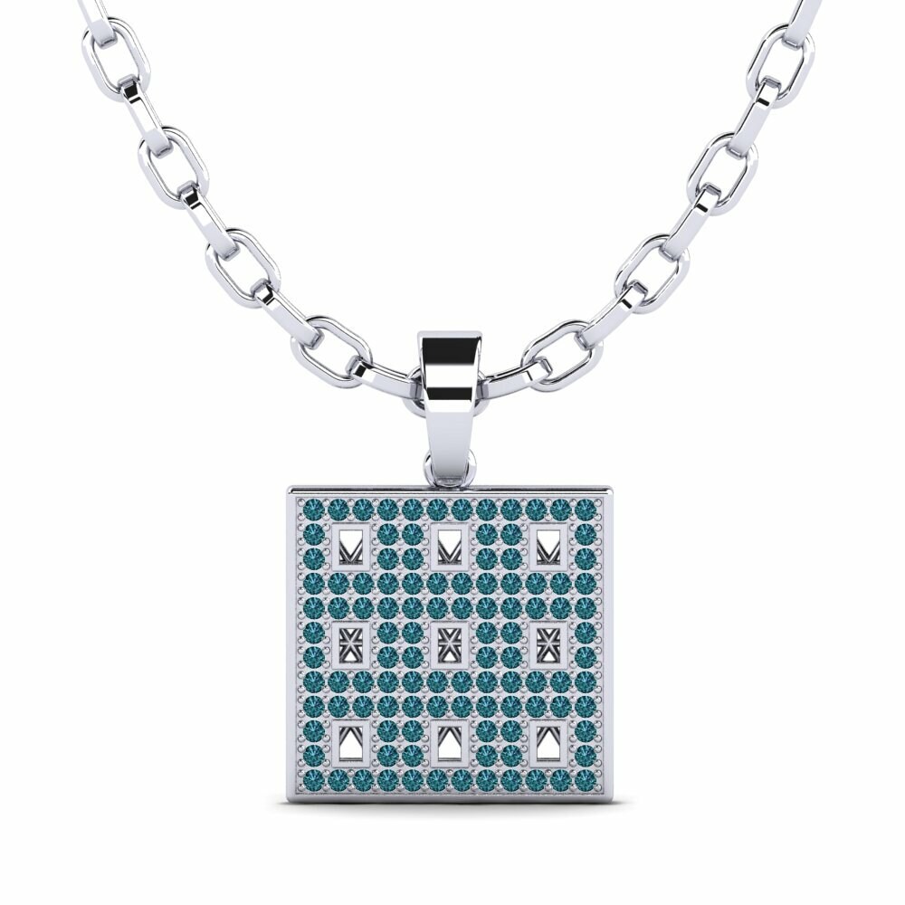 Steel and shop blue diamond pendant