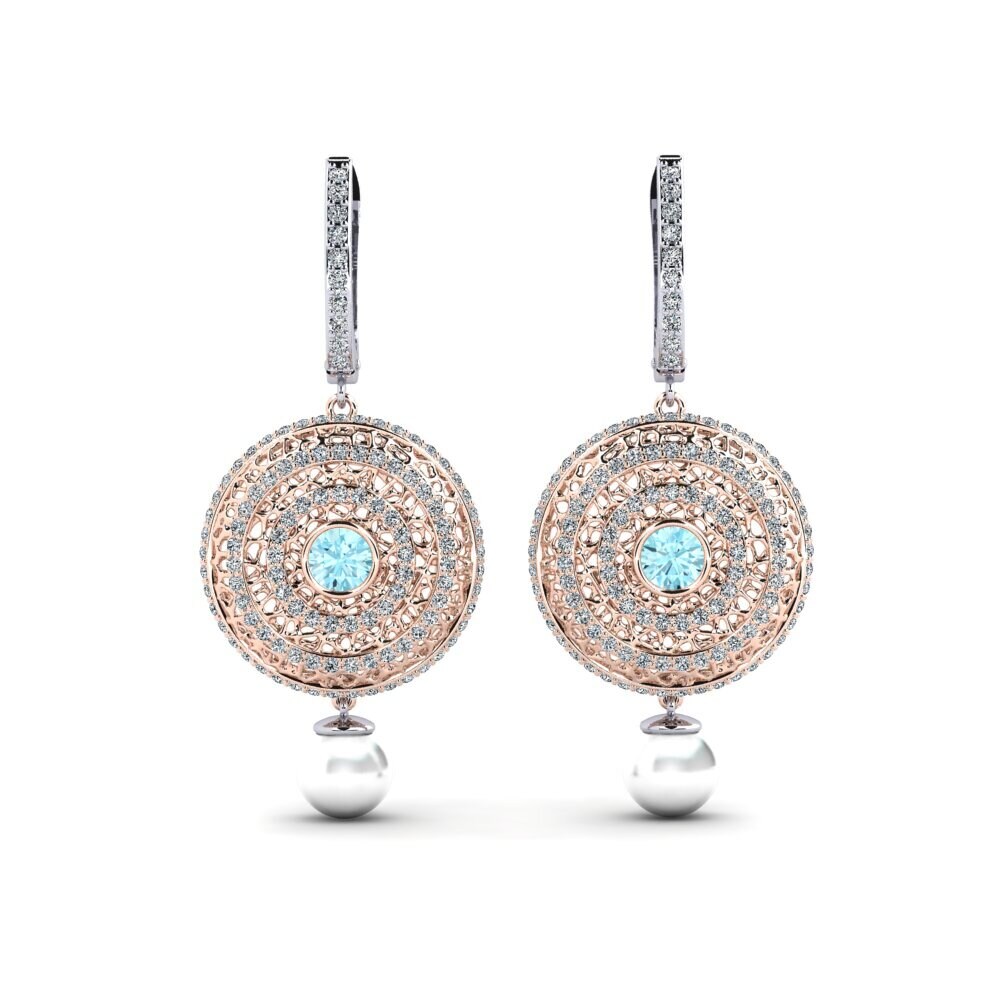 14ct Rose & White Gold Aquamarine Women's Earring Cordagel
