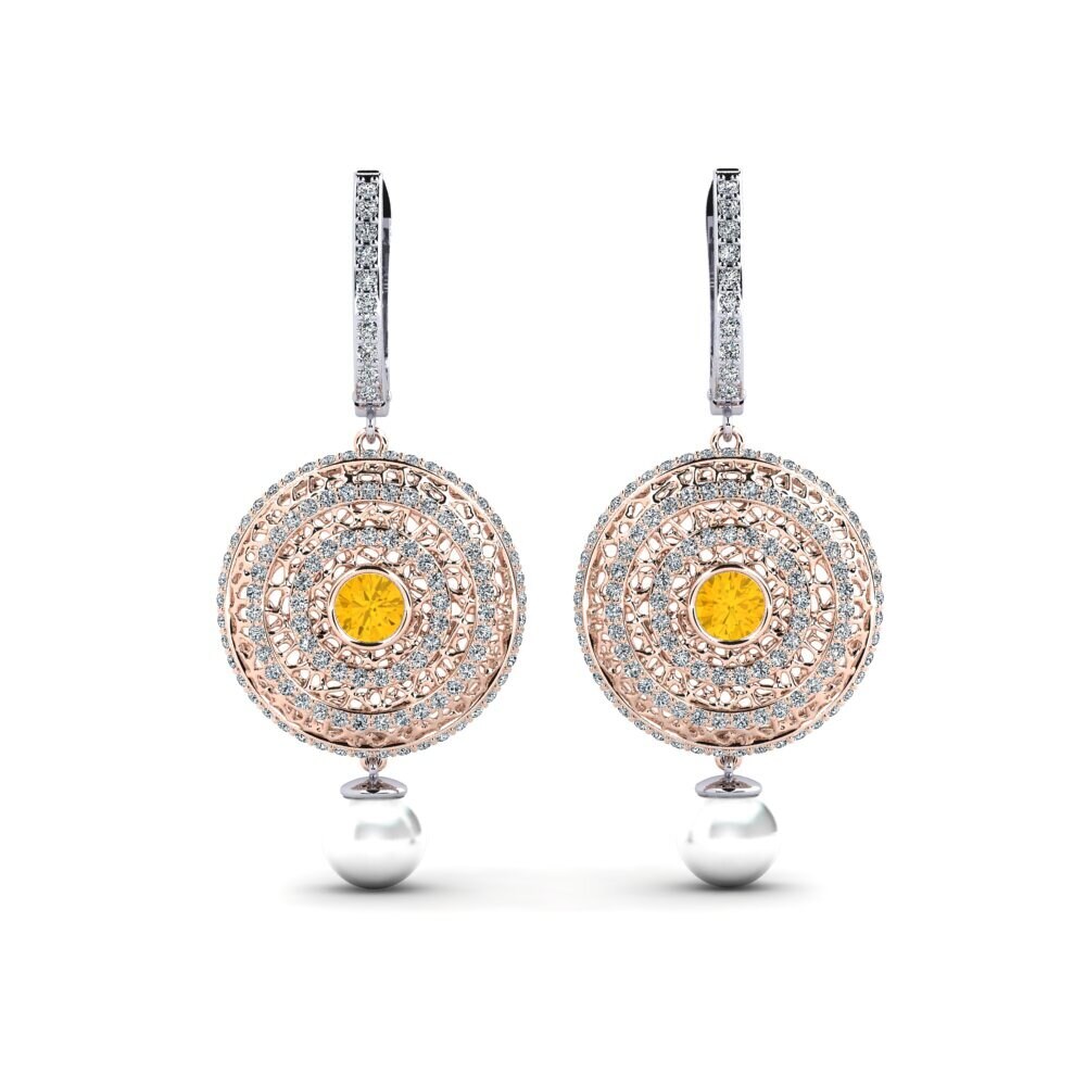 9ct Rose & White Gold Citrine Women's Earring Cordagel