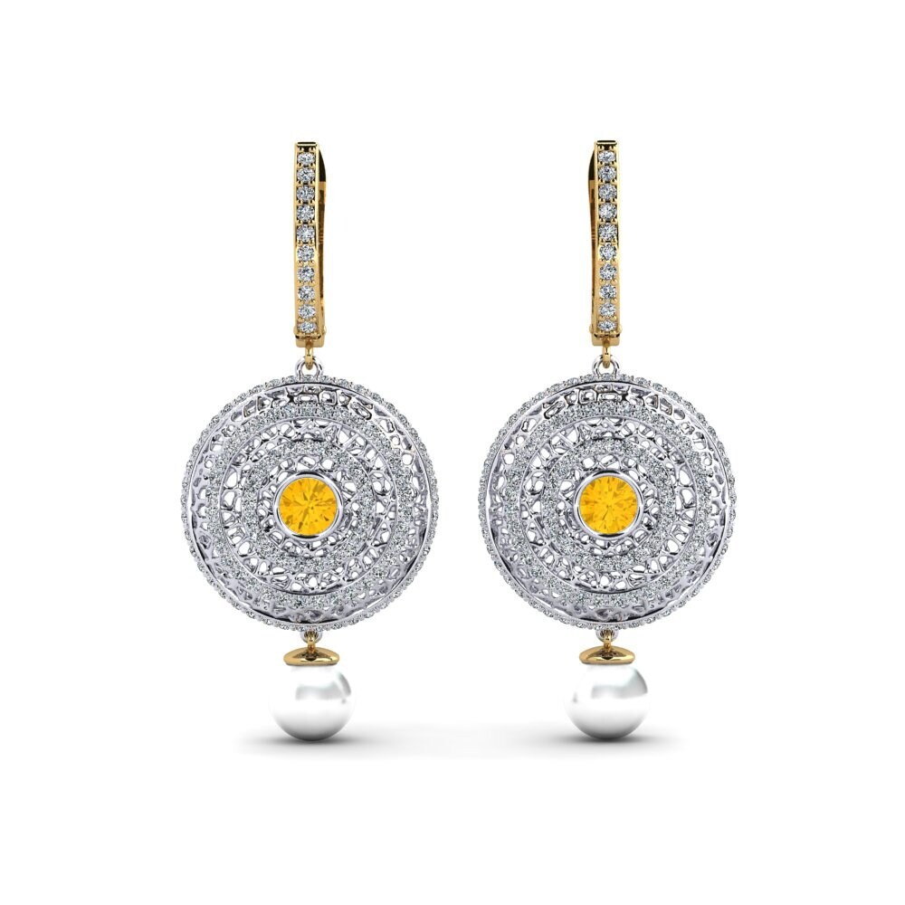 14ct White & Yellow Gold Citrine Women's Earring Cordagel