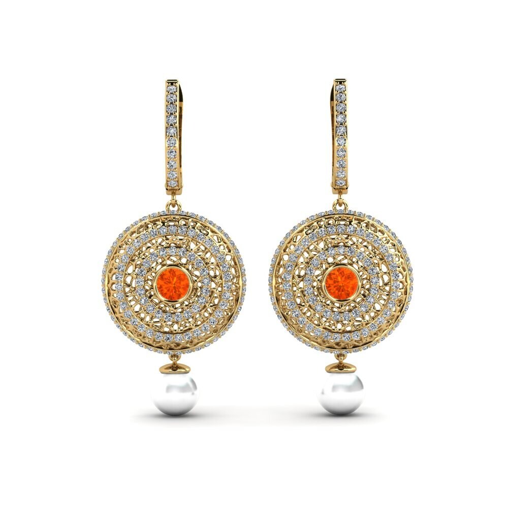 9ct Yellow Gold Fire Opal Women's Earring Cordagel