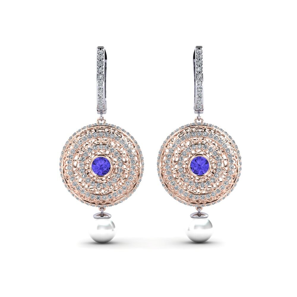 14ct Rose & White Gold Tanzanite Women's Earring Cordagel