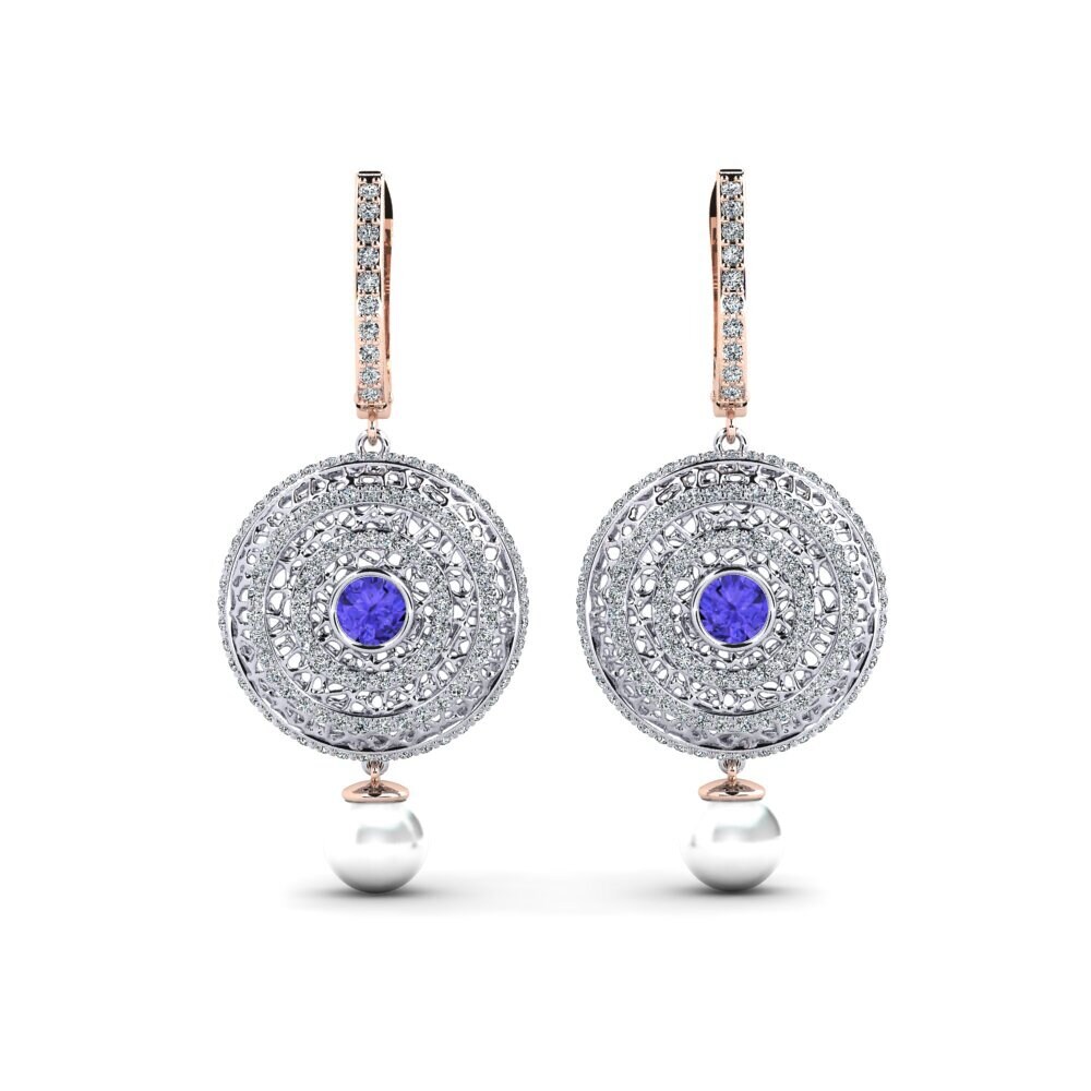 18ct White & Rose Gold Tanzanite Women's Earring Cordagel