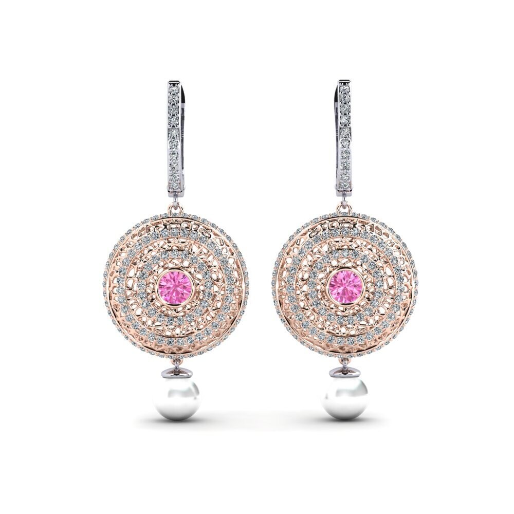 9ct Rose & White Gold Pink Topaz Women's Earring Cordagel