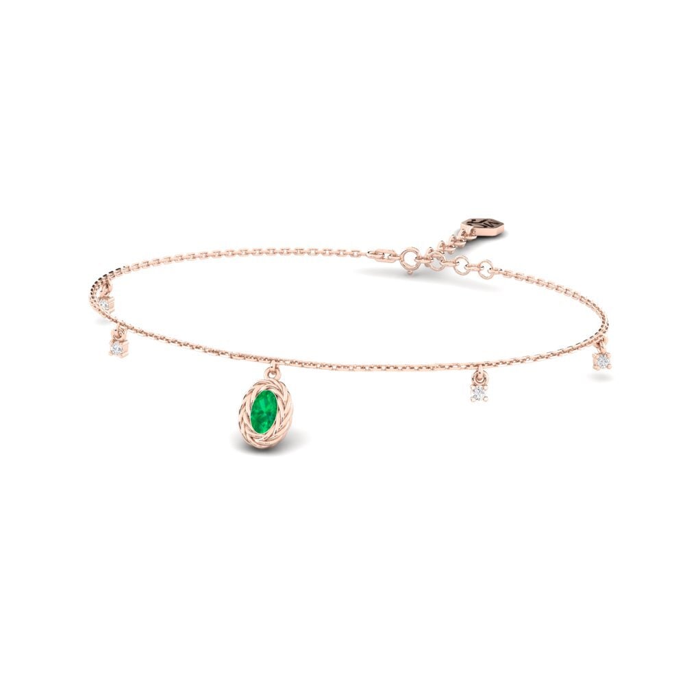 Or rose 14k Émeraude Bracelet pour femme Coreyta