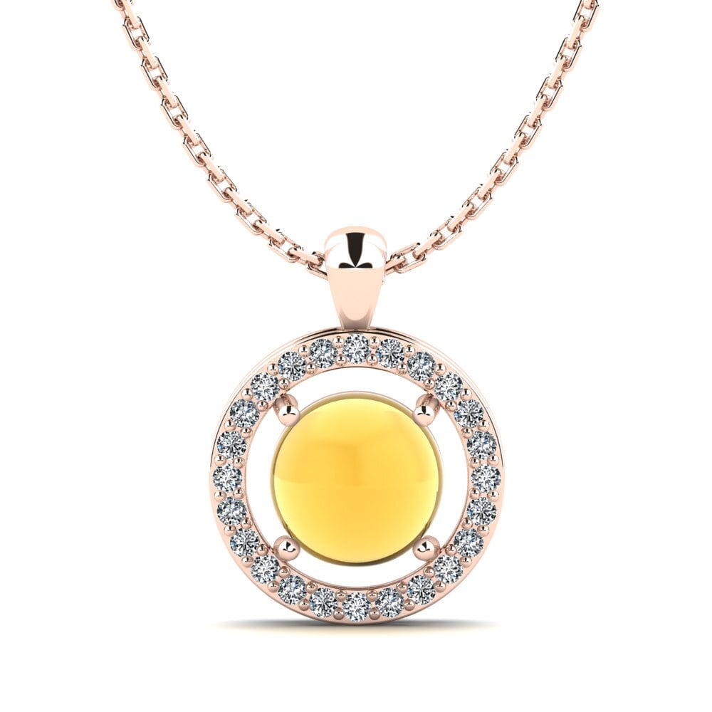 14k Oro Rosa Citrino Cabujón Colgante de Mujer Corianne