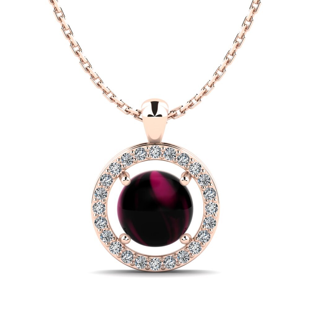 14k Oro Rosa Granate Rhodolite Cabujón Colgante de Mujer Corianne