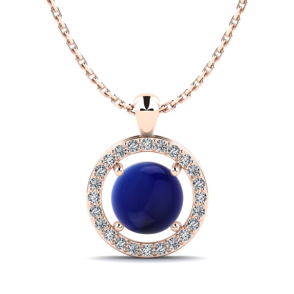 14k Oro Rosa Zafiro Cabujón Colgante de Mujer Corianne