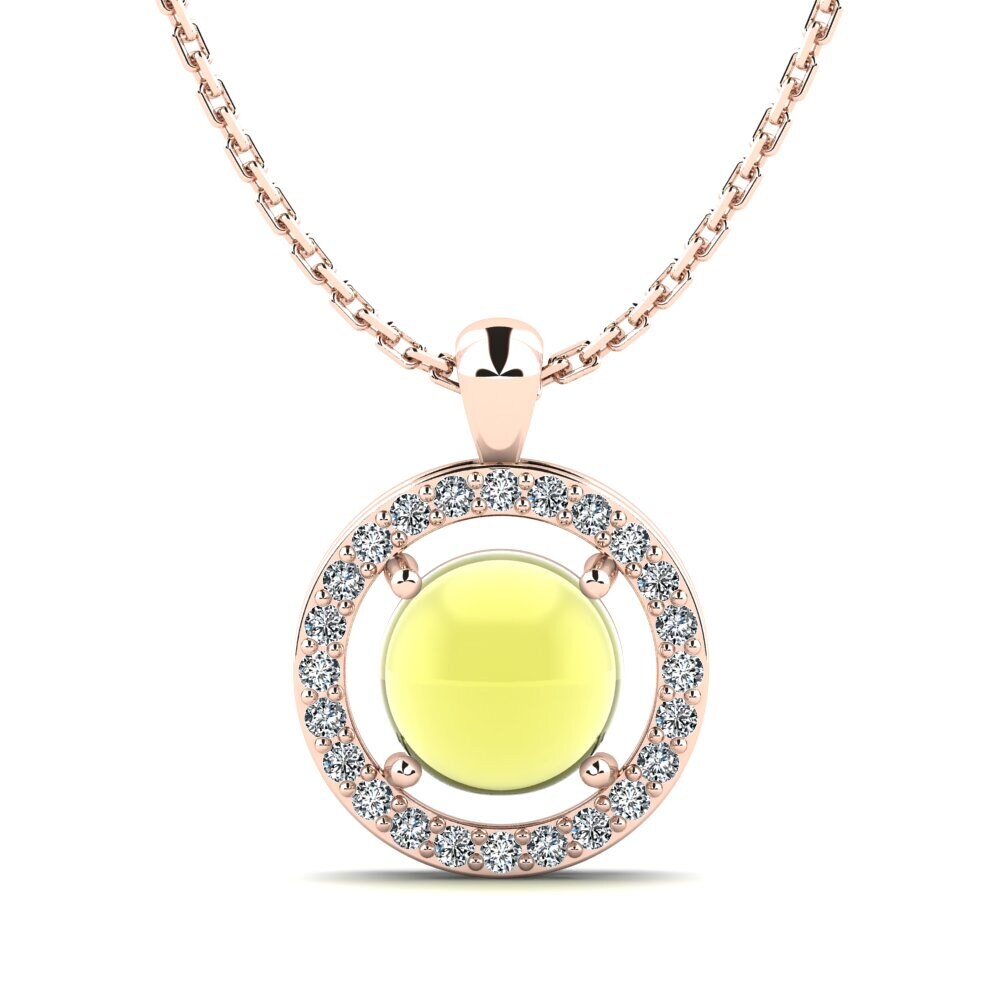 14k Oro Rosa Topacio Limón Cabujón Colgante de Mujer Corianne