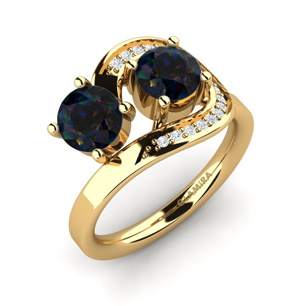 18k Oro Amarillo Opalo Negro Anillo Corissa