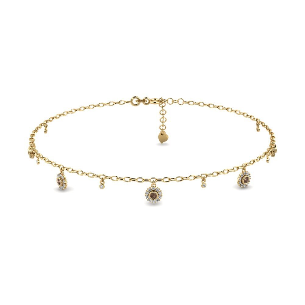 14ct Yellow Gold Smoky Quartz Women's Anklet Cornell