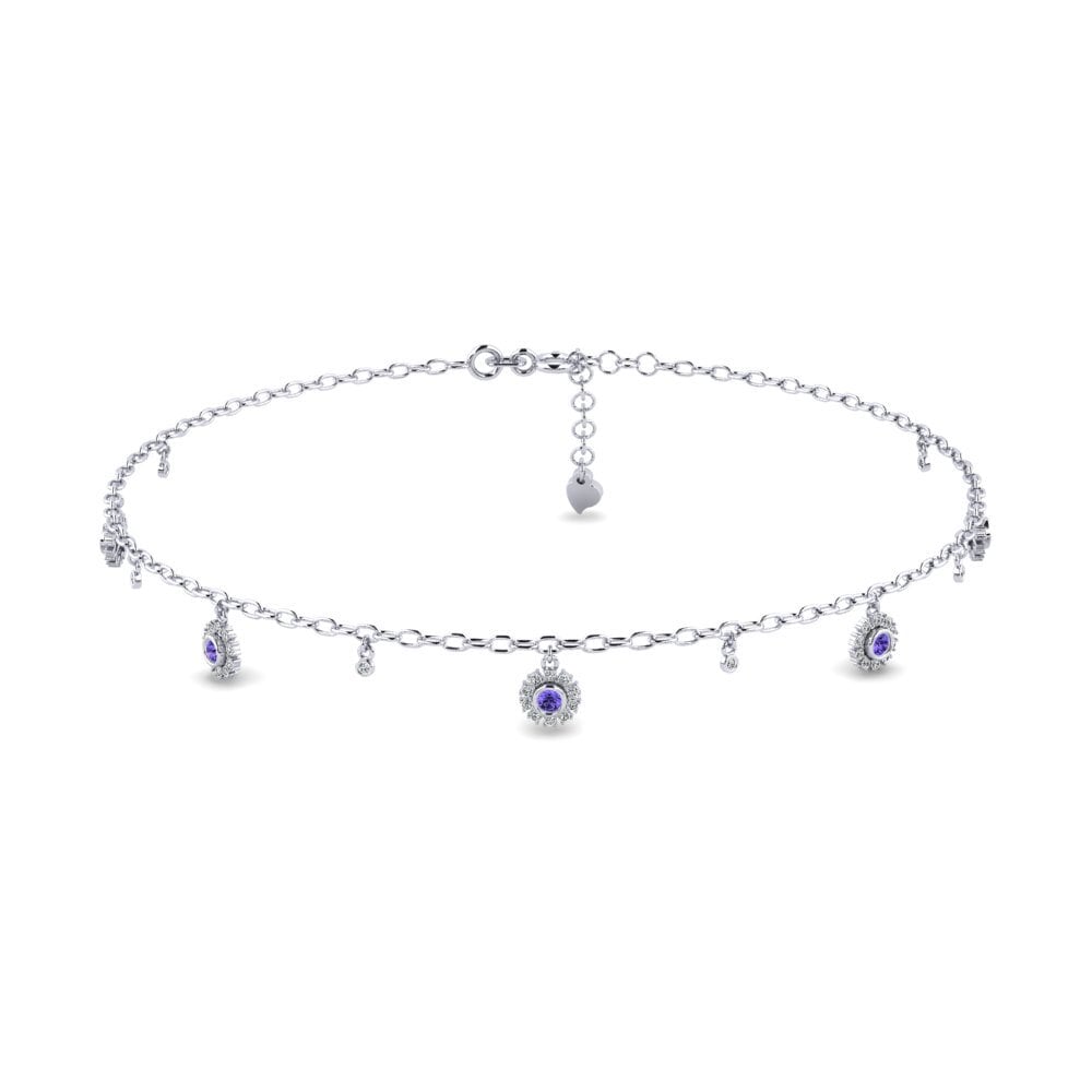 18ct White Gold Tanzanite Women's Anklet Cornell