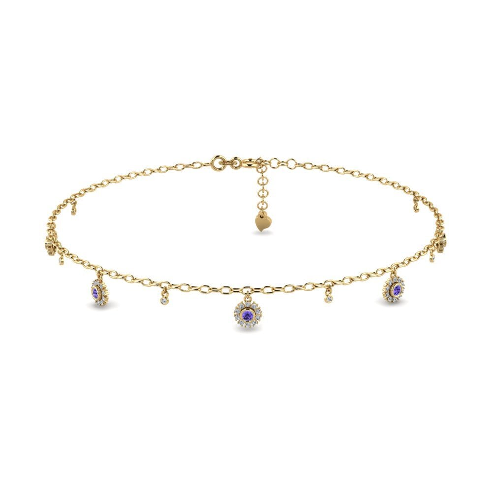 14ct Yellow Gold Tanzanite Women's Anklet Cornell