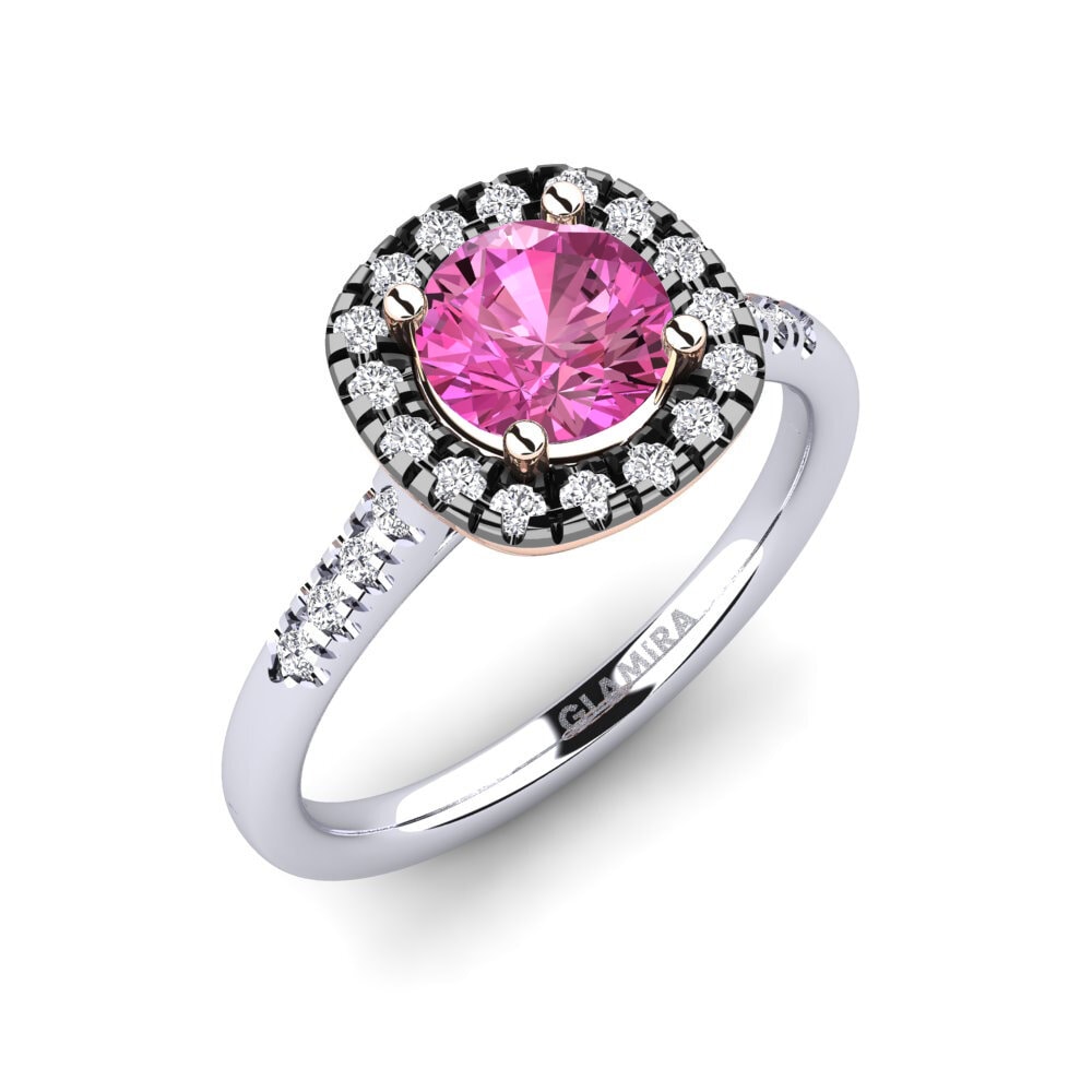 14ct White & Rose Gold Pink Topaz Engagement Ring Corrie