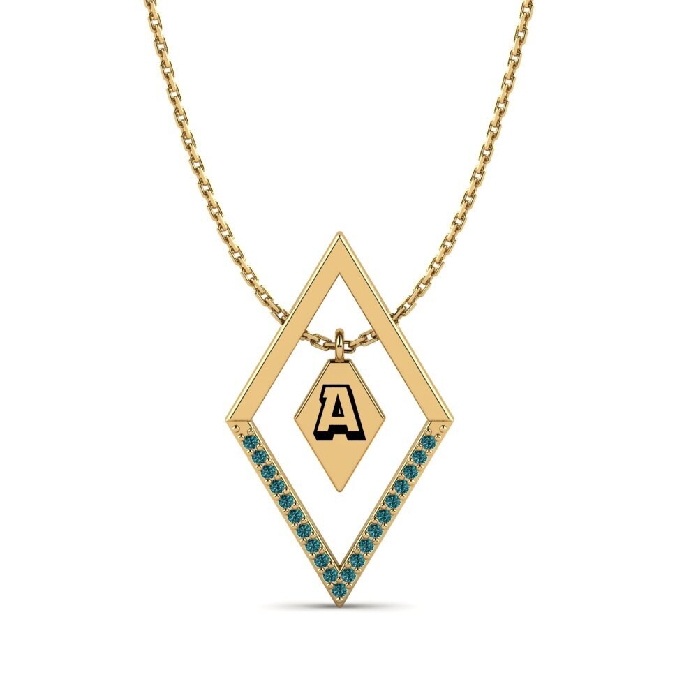 14k Oro Amarillo Diamante Azul Collar de Mujer Corrine