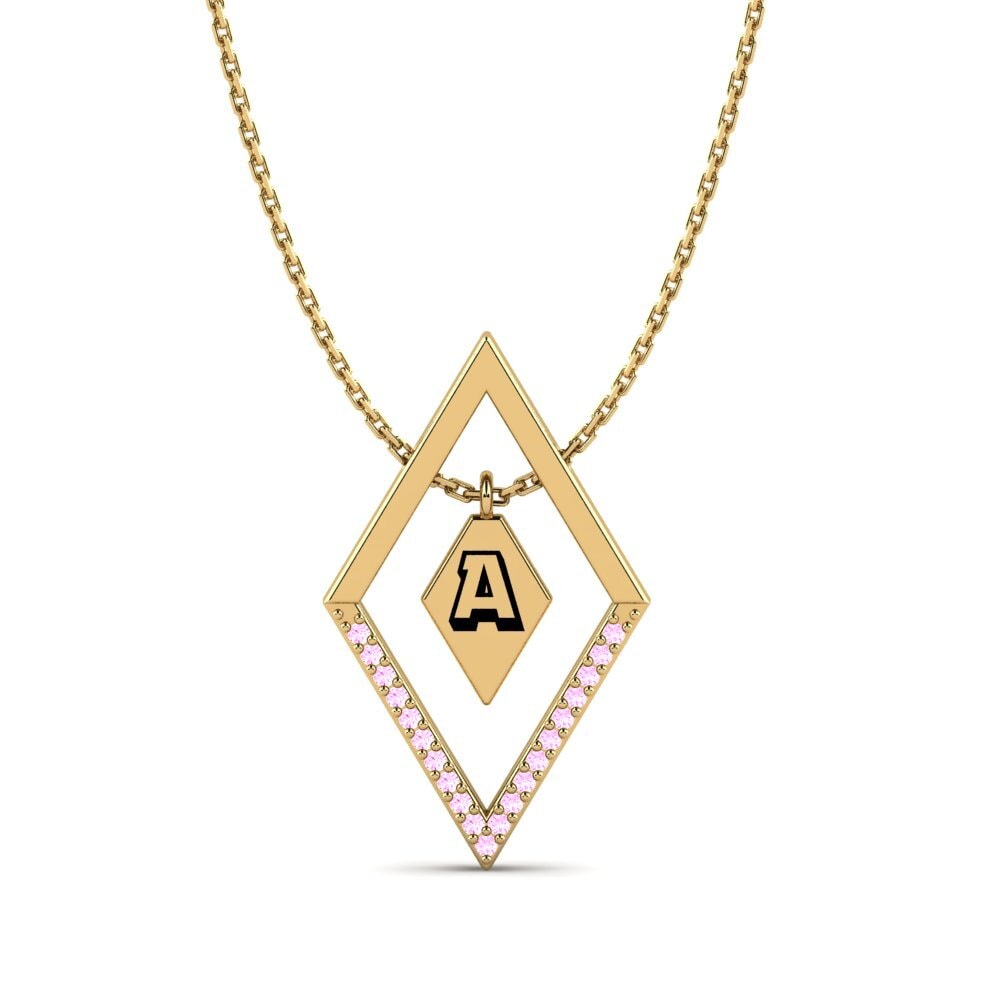 14k Oro Amarillo Zafiro Rosado Collar de Mujer Corrine