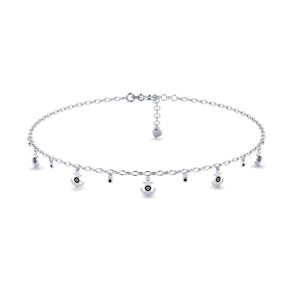 Plata 925 Zafiro negro Tobillera de mujer Cortibo