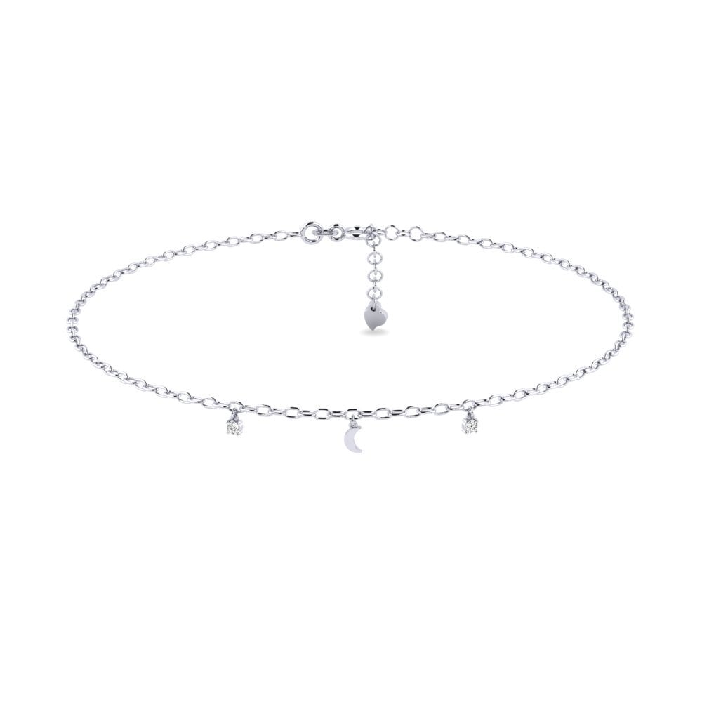 18k Oro Blanco Moissanita Tobillera de mujer Corvia