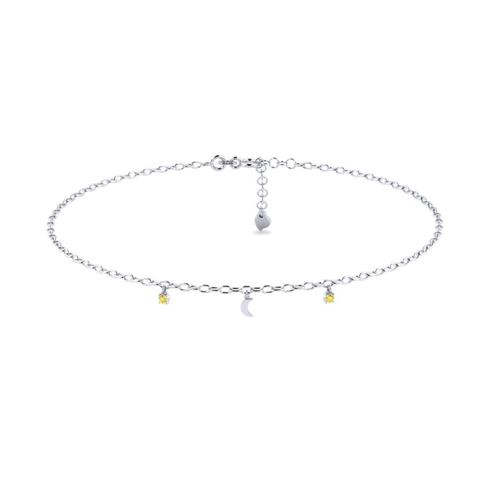 18k Oro Blanco Zafiro amarillo Tobillera de mujer Corvia
