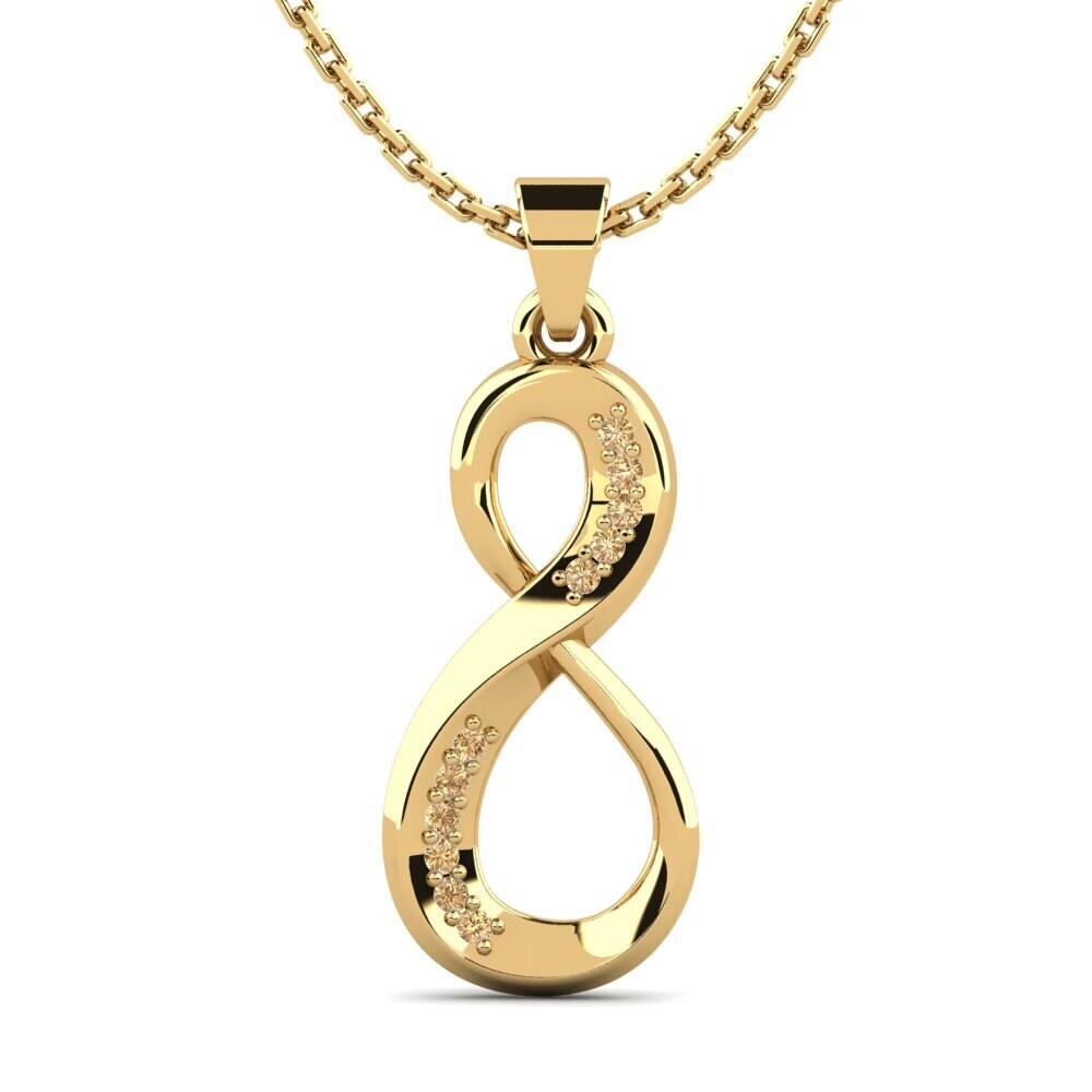 14k Yellow Gold Brown Diamond Women's Pendant Corvines