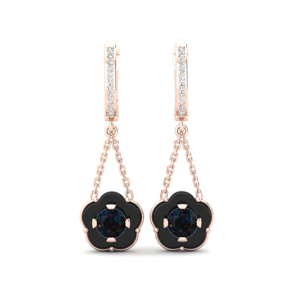 14k Oro Rosa Opalo Negro Pendiente de mujer Cosgrove