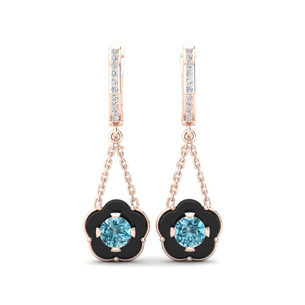 9ct Rose Gold Blue Zircon Women's Earring Cosgrove