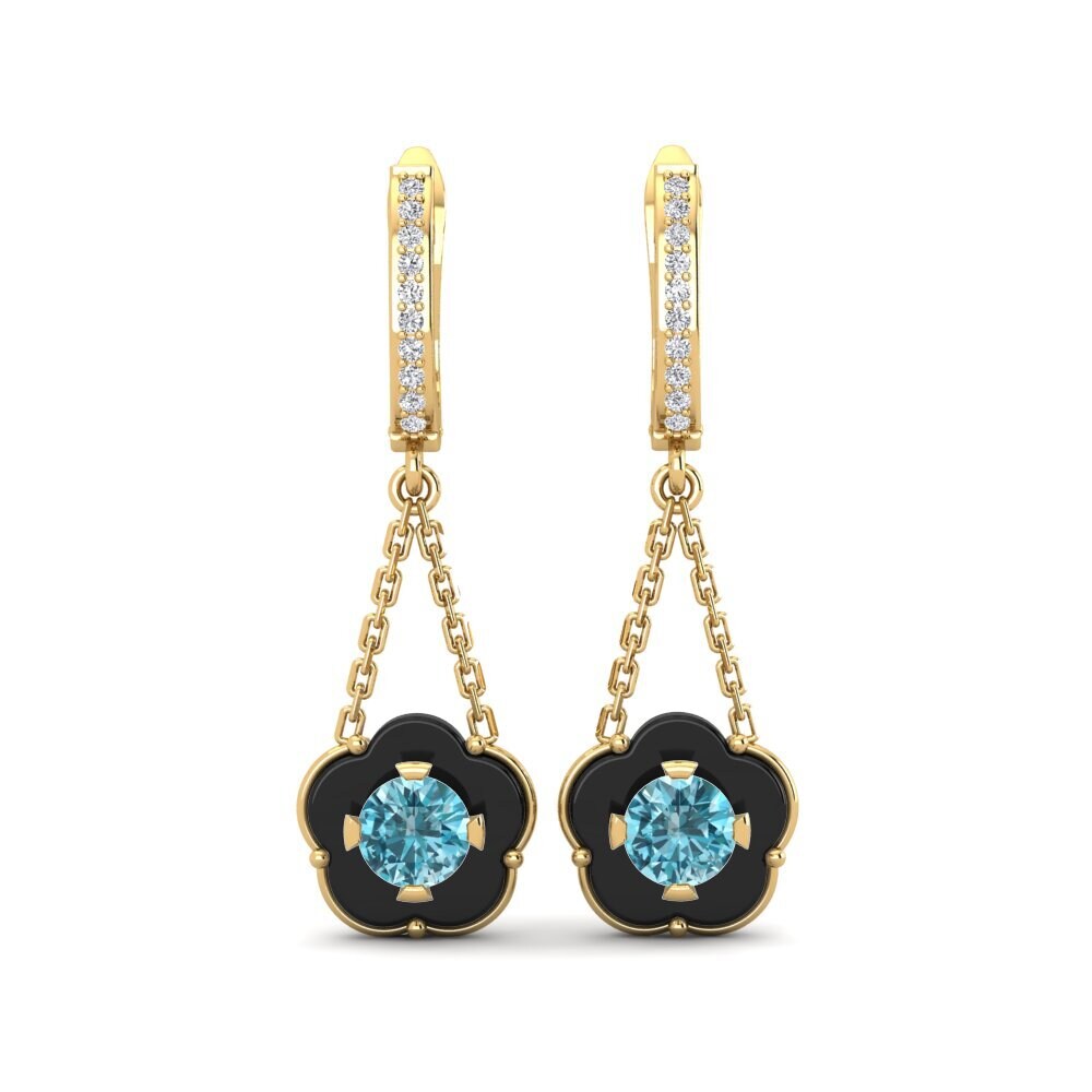 14ct Yellow Gold Blue Zircon Women's Earring Cosgrove