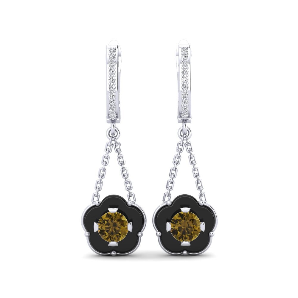 White Silver Brown Zircon Women's Earring Cosgrove