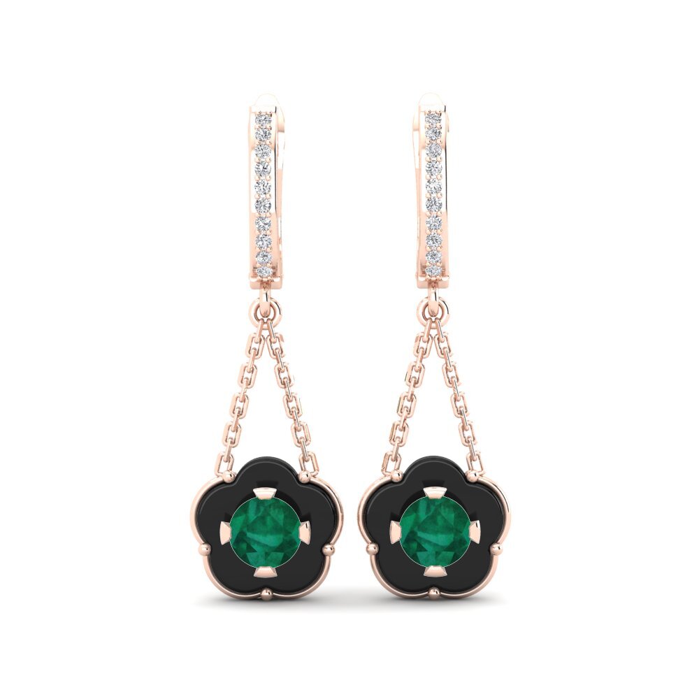 9ct Rose Gold Emerald Women's Earring Cosgrove