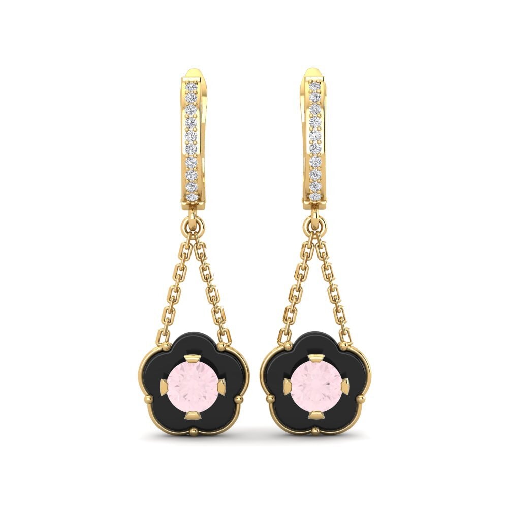 9ct Yellow Gold Rose Quartz Women's Earring Cosgrove